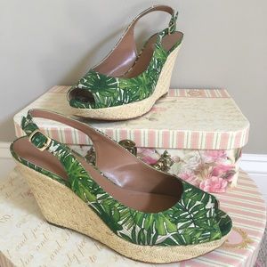 Tahari Espadrille - Palm Tree Wedges - Size 9.5